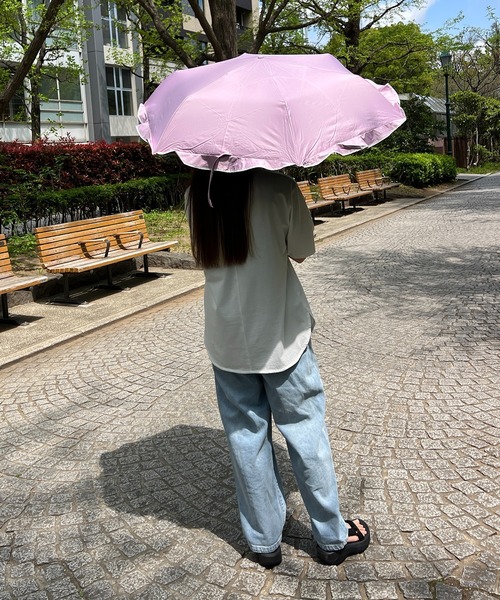 LBC(エルビーシー)の「ラウンドフリル 遮光 折りたたみ傘 日傘(折りたたみ傘・レディース・オフホワイト/グレー/ブルー/ピンク・FREE)」の4枚目の写真