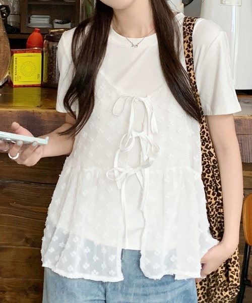 SpRay(スプレイ)の「花柄リボンキャミソール(キャミソール・レディース・ホワイト/ブラック・FREE)」の11枚目の写真