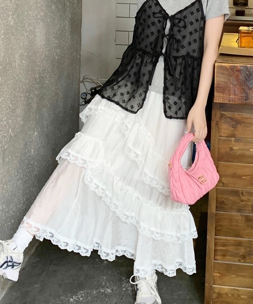 SpRay(スプレイ)の「花柄リボンキャミソール(キャミソール・レディース・ホワイト/ブラック・FREE)」の15枚目の写真