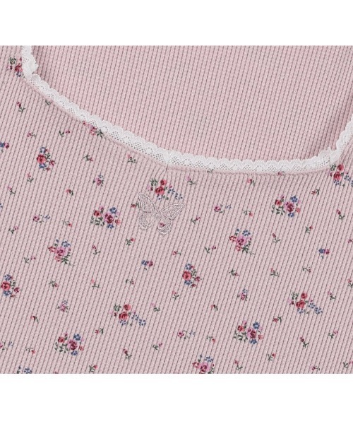 FANCY CLUB(ファンシークラブ)の「A'GEM/9 × .kom 『 FANCY CLUB/ファンシークラブ』 FLORAL LACE TEE TEE/フローラル 半袖カットソー(Tシャツ/カットソー・レディース・ブラック/ピンク/アイボリー・FREE)」の4枚目の写真
