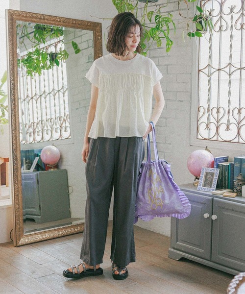 niko and...(ニコアンド)の「オリジナルプリント刺繍トートバッグ(トートバッグ・レディース・パープル/ベージュ/ホワイト/ブルー・0)」の8枚目の写真