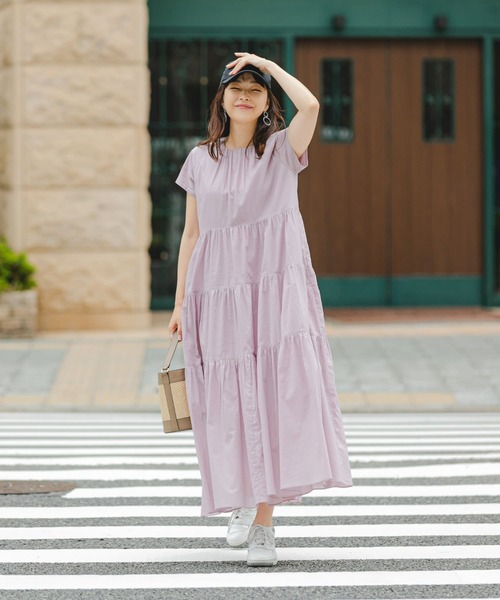 □美品◆ロッソ◆F by ROSSO イージーケアティアードボリュームワンピース 新品】F by ROSSO イージーケアティアードボリュームワンピース