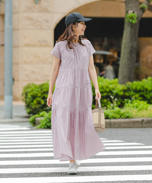 □美品◆ロッソ◆F by ROSSO イージーケアティアードボリュームワンピース 新品】F by ROSSO イージーケアティアードボリュームワンピース