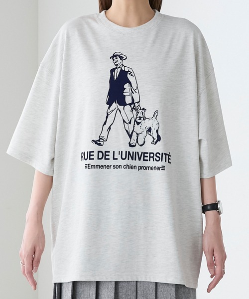 BONLECILL(ボンルシール)の「アソートフレンチDOGフロッキープリントオーバーTEE(Tシャツ/カットソー・レディース・オフホワイト/オートミール/チャコールグレー/クリーム・FREE)」の9枚目の写真