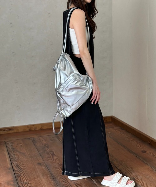 Per sist ence（パーシエンス）の「ツイル配色ステッチ ジャンパースカート／クルーネック ZIPデザイン ロング丈 ジャンスカ（ワンピース・レディース・ベージュ/ブラック/グレー・FREE）」の18枚目の写真