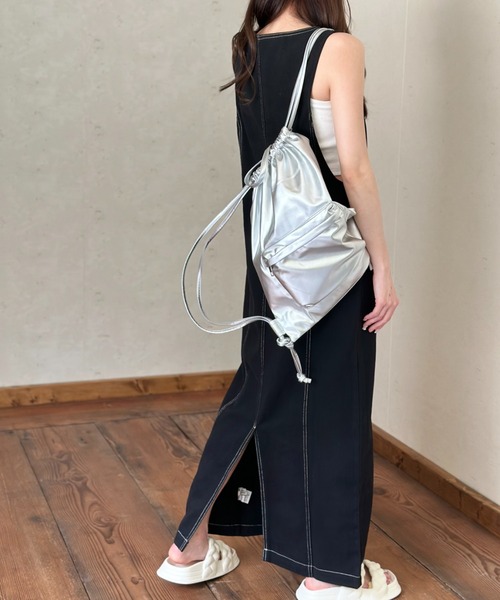 Per sist ence（パーシエンス）の「ツイル配色ステッチ ジャンパースカート／クルーネック ZIPデザイン ロング丈 ジャンスカ（ワンピース・レディース・ベージュ/ブラック/グレー・FREE）」の19枚目の写真