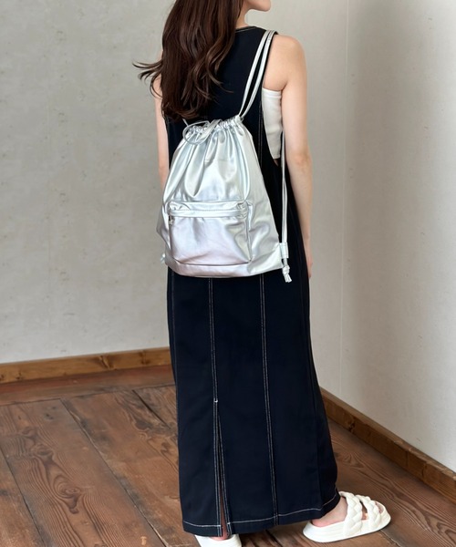 Per sist ence（パーシエンス）の「ツイル配色ステッチ ジャンパースカート／クルーネック ZIPデザイン ロング丈 ジャンスカ（ワンピース・レディース・ベージュ/ブラック/グレー・FREE）」の20枚目の写真