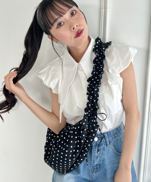 SOLLON.(ソルロン)の「ビッグカラーボリュームスリーブシャツ(シャツ/ブラウス・レディース・ミント/ホワイト/ピンク/ブラック・FREE)」の7枚目の写真