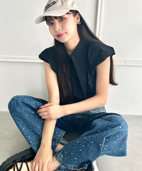 SOLLON.(ソルロン)の「ビッグカラーボリュームスリーブシャツ(シャツ/ブラウス・レディース・ミント/ホワイト/ピンク/ブラック・FREE)」の13枚目の写真