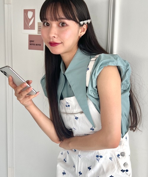 SOLLON.(ソルロン)の「ビッグカラーボリュームスリーブシャツ(シャツ/ブラウス・レディース・ミント/ホワイト/ピンク/ブラック・FREE)」の18枚目の写真
