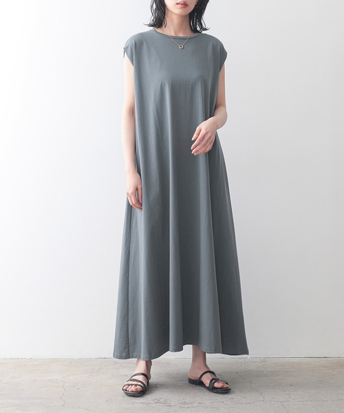 セール】接触冷感タックノースリーブワンピース【サスティナブル