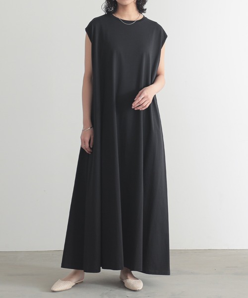セール】接触冷感タックノースリーブワンピース【サスティナブル