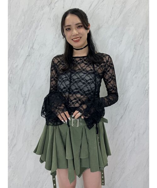 jouetie（ジュエティ）の「フリルスリーブレーストップス（Tシャツ/カットソー・レディース・ブルー/オフホワイト/ブラック・MEDIUM）」の19枚目の写真