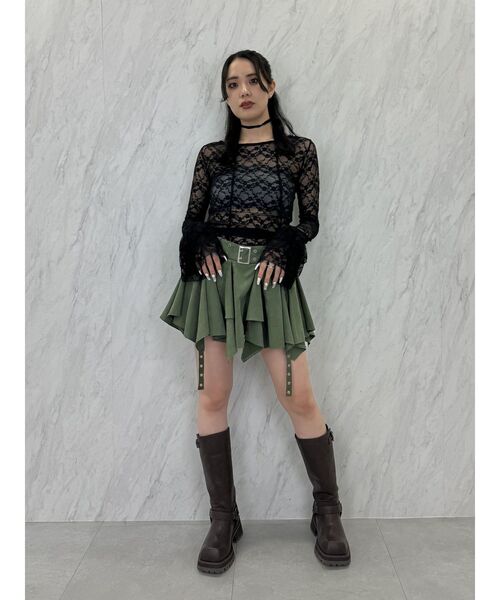 jouetie（ジュエティ）の「フリルスリーブレーストップス（Tシャツ/カットソー・レディース・ブルー/オフホワイト/ブラック・MEDIUM）」の18枚目の写真