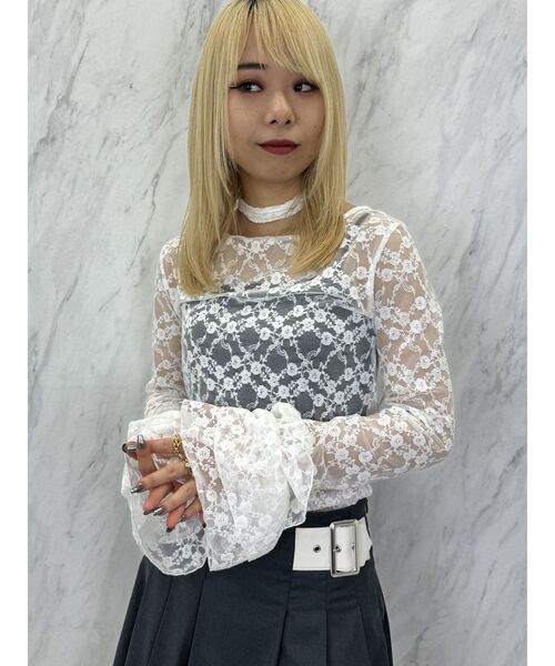 jouetie（ジュエティ）の「フリルスリーブレーストップス（Tシャツ/カットソー・レディース・ブルー/オフホワイト/ブラック・MEDIUM）」の15枚目の写真