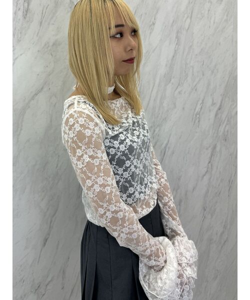 jouetie（ジュエティ）の「フリルスリーブレーストップス（Tシャツ/カットソー・レディース・ブルー/オフホワイト/ブラック・MEDIUM）」の13枚目の写真