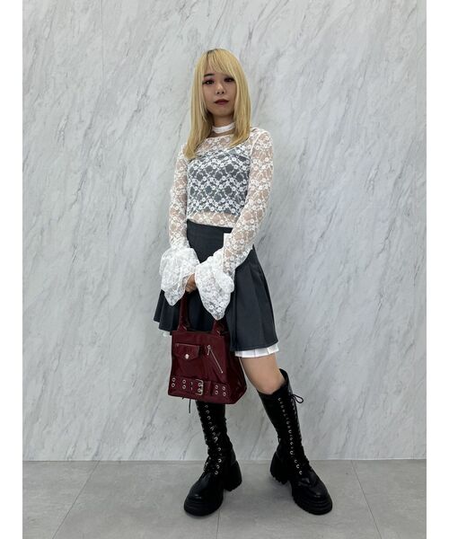 jouetie（ジュエティ）の「フリルスリーブレーストップス（Tシャツ/カットソー・レディース・ブルー/オフホワイト/ブラック・MEDIUM）」の11枚目の写真