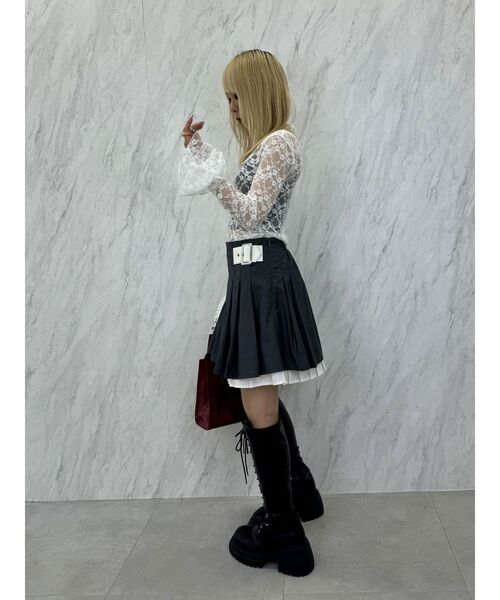 jouetie（ジュエティ）の「フリルスリーブレーストップス（Tシャツ/カットソー・レディース・ブルー/オフホワイト/ブラック・MEDIUM）」の10枚目の写真