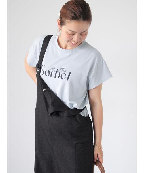 Lugnoncure（ルノンキュール）の「【接触冷感】重ねロゴフレンチ袖Tシャツ（Tシャツ/カットソー・レディース・オフホワイト/ブルー/チャコールグレー・F）」の19枚目の写真