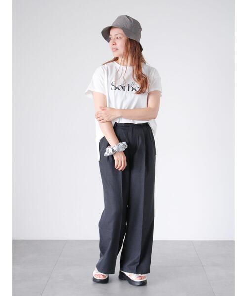 Lugnoncure（ルノンキュール）の「【接触冷感】重ねロゴフレンチ袖Tシャツ（Tシャツ/カットソー・レディース・オフホワイト/ブルー/チャコールグレー・F）」の21枚目の写真