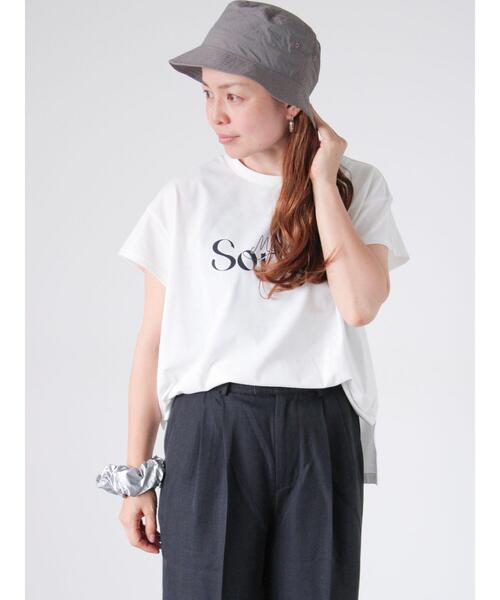 Lugnoncure（ルノンキュール）の「【接触冷感】重ねロゴフレンチ袖Tシャツ（Tシャツ/カットソー・レディース・オフホワイト/ブルー/チャコールグレー・F）」の22枚目の写真