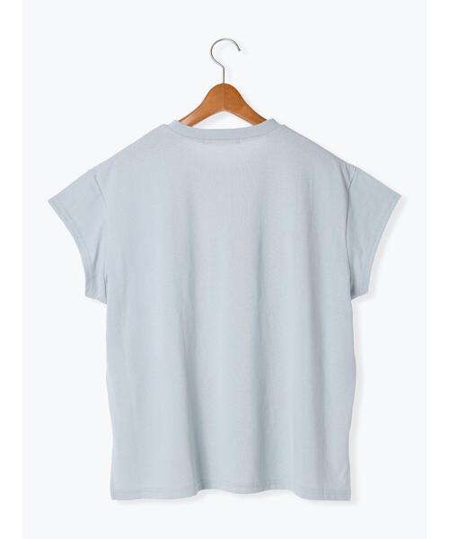 Lugnoncure（ルノンキュール）の「【接触冷感】重ねロゴフレンチ袖Tシャツ（Tシャツ/カットソー・レディース・オフホワイト/ブルー/チャコールグレー・F）」の4枚目の写真