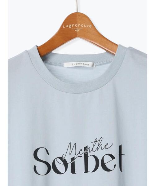 Lugnoncure（ルノンキュール）の「【接触冷感】重ねロゴフレンチ袖Tシャツ（Tシャツ/カットソー・レディース・オフホワイト/ブルー/チャコールグレー・F）」の5枚目の写真