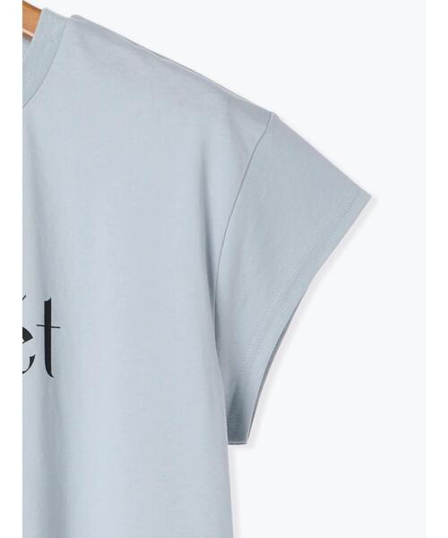 Lugnoncure（ルノンキュール）の「【接触冷感】重ねロゴフレンチ袖Tシャツ（Tシャツ/カットソー・レディース・オフホワイト/ブルー/チャコールグレー・F）」の6枚目の写真