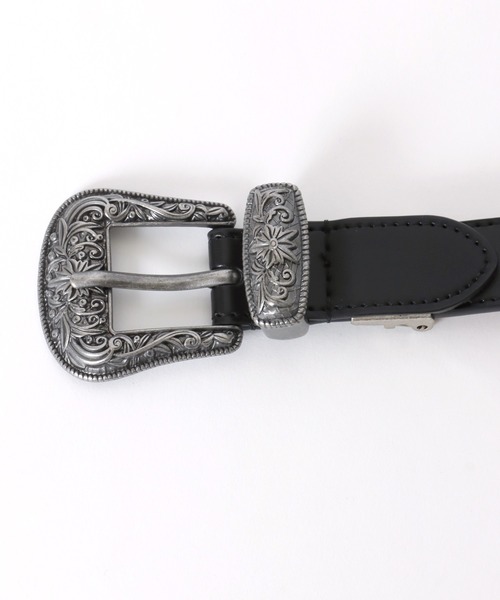 MARUKAWA（マルカワ）の「25mm 細め ウエスタンレザーベルト（ベルト・メンズ・ダークブラウン/ブラック・FREE）」の4枚目の写真