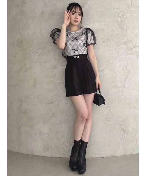 dazzlin(ダズリン)の「ランダムリボンシアーTシャツ(Tシャツ/カットソー・レディース・ブラック/オフホワイト/ピンク・FREE)」の16枚目の写真