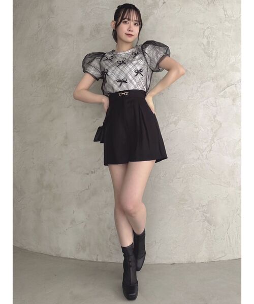 dazzlin(ダズリン)の「ランダムリボンシアーTシャツ(Tシャツ/カットソー・レディース・ブラック/オフホワイト/ピンク・FREE)」の17枚目の写真