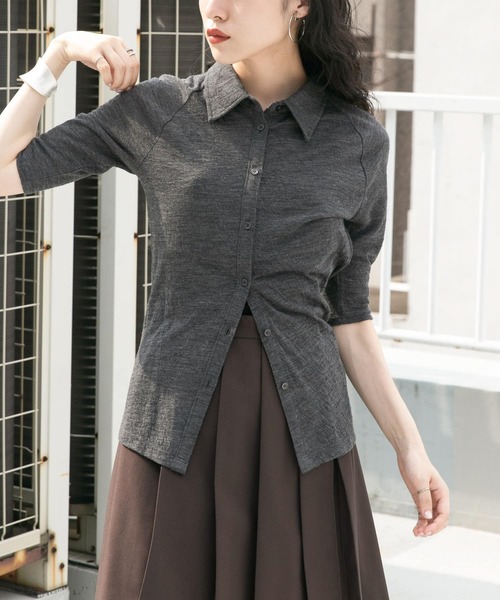 KBF（ケイビーエフ）の「ジャガードポロカーディガン（カーディガン/ボレロ・レディース・チャコールグレー/ブルー/アイボリー・ONE）」の6枚目の写真