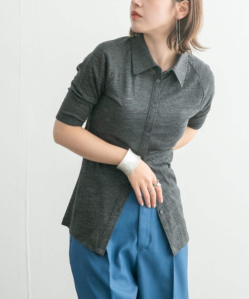 KBF（ケイビーエフ）の「ジャガードポロカーディガン（カーディガン/ボレロ・レディース・チャコールグレー/ブルー/アイボリー・ONE）」の13枚目の写真