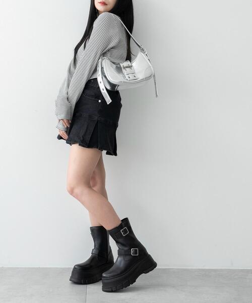 WEGO（ウィゴー）の「WEGO/厚底ボリュームエンジニアブーツ（ブーツ・レディース・ブラウン/ブラック・MEDIUM/LARGE）」の9枚目の写真