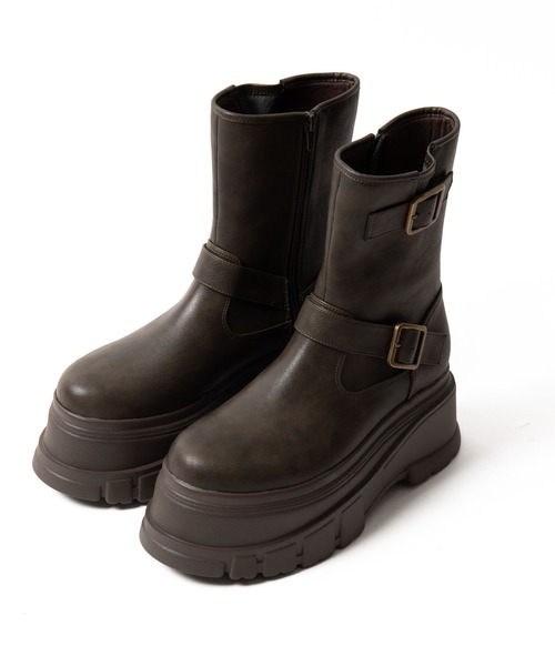 WEGO（ウィゴー）の「WEGO/厚底ボリュームエンジニアブーツ（ブーツ・レディース・ブラウン/ブラック・MEDIUM/LARGE）」の13枚目の写真