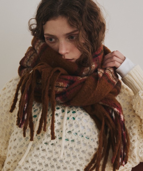 マフラー タータンチェック TOMORROWLAND｜Johnstons of Elgin カシミヤ タータンチェック