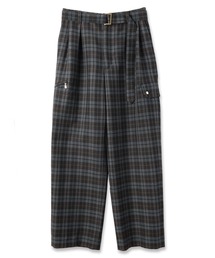 CULLNI | 24-AW-024B / Wool Check Cross Weave 2Tuck Cargo Pants with Long Belt(カーゴパンツ)