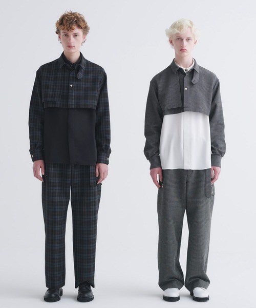 CULLNI（クルニ）の「24-AW-024B / Wool Check Cross Weave 2Tuck Cargo Pants with Long Belt（カーゴパンツ・メンズ・ブラウン系/ブラック系・1/2/0）」の3枚目の写真