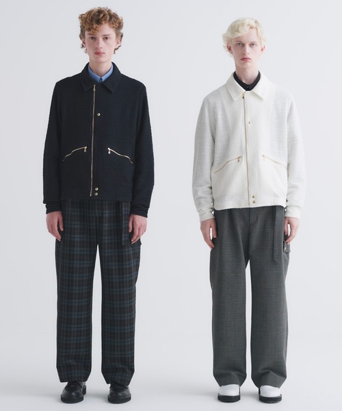 CULLNI（クルニ）の「24-AW-024B / Wool Check Cross Weave 2Tuck Cargo Pants with Long Belt（カーゴパンツ・メンズ・ブラウン系/ブラック系・1/2/0）」の4枚目の写真
