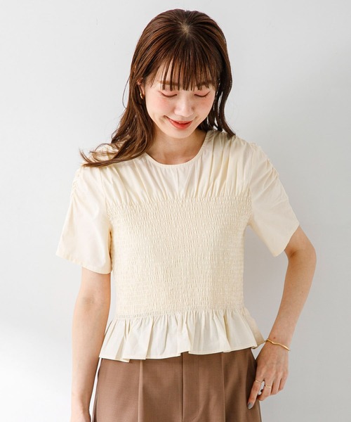 URBAN RESEARCH Sonny Label(アーバンリサーチサニーレーベル)の「シャーリングブラウス(シャツ/ブラウス・レディース・ホワイト系その他/ストライプ/ブラック/ベージュ・FREE)」の2枚目の写真