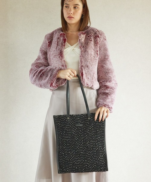 MERCURYDUO（マーキュリーデュオ）の「【MERCURYDUO/マーキュリーデュオ】もこもこ　フラットトートバッグ（トートバッグ・レディース・ブラック/アイボリー/ラベンダー・FREE）」の7枚目の写真