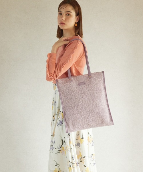 MERCURYDUO（マーキュリーデュオ）の「【MERCURYDUO/マーキュリーデュオ】もこもこ　フラットトートバッグ（トートバッグ・レディース・ブラック/アイボリー/ラベンダー・FREE）」の18枚目の写真