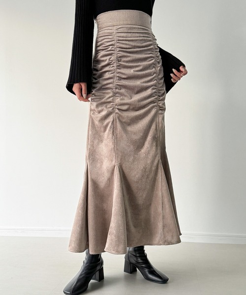 Meiru（メイル）の「ベロアジャガードハイウエストマーメイドスカート[高身長サイズMT/低身長サイズS有り]（スカート・レディース・グレイッシュベージュ/ブラック/チャコール・MT/X-LARGE/LARGE/MEDIUM/SMALL）」の14枚目の写真