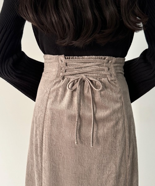 セール】ベロアジャガードハイウエストマーメイドスカート[高身長