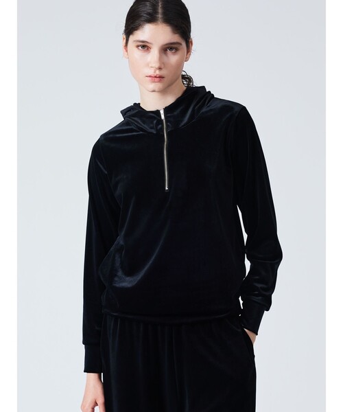 セール】mizuiro ind ベロアフード付きプルオーバー（Tシャツ  