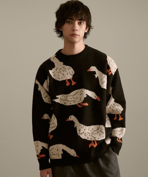 セール】Revo. アニマルパターン ジャガード ルーズニット プル
