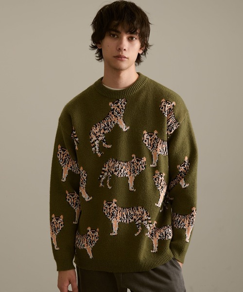 【美品】RRL ⭐︎ 厚手 ニット セーター ジャガード Revo.（レボ）の「Revo. アニマルパターン ジャガード ルーズニット