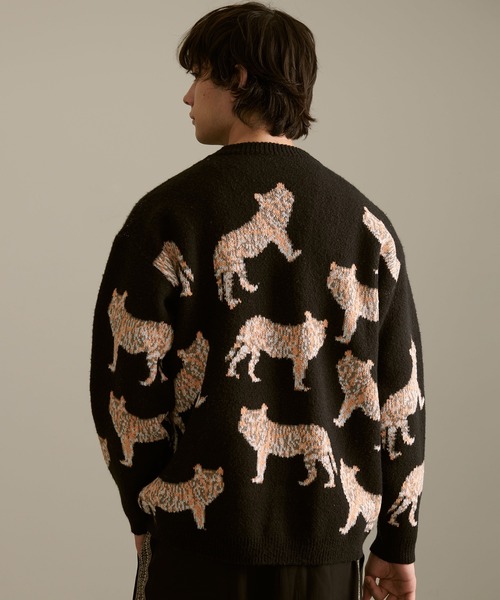 Revo. アニマルパターン ジャガード ルーズニット プルオーバー