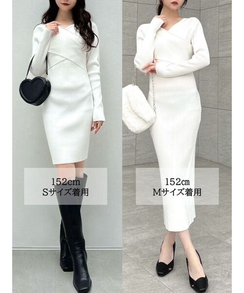 RESEXXY（リゼクシー）の「フロントクロスニットワンピース（ワンピース・レディース・ブラック/ホワイト/ベージュ・SMALL/MEDIUM）」の5枚目の写真