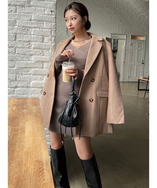 RESEXXY（リゼクシー）の「フロントクロスニットワンピース（ワンピース・レディース・ブラック/ホワイト/ベージュ・SMALL/MEDIUM）」の13枚目の写真